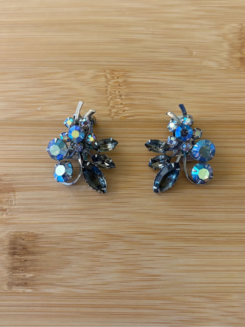 2 PAIRS: Crystal Cluster Clip-Ons - Women’s Jewelry